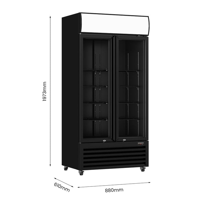 Thermaster 2 Glass Door Colourbond Upright Drink Fridge 580L - LG-580BP