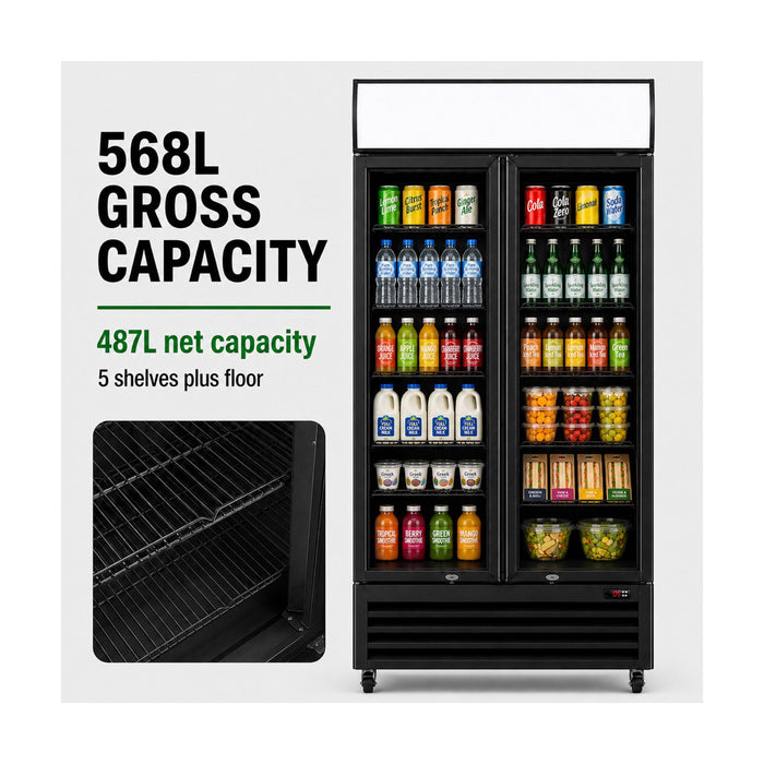 Thermaster 2 Glass Door Colourbond Upright Drink Fridge 580L - LG-580BP