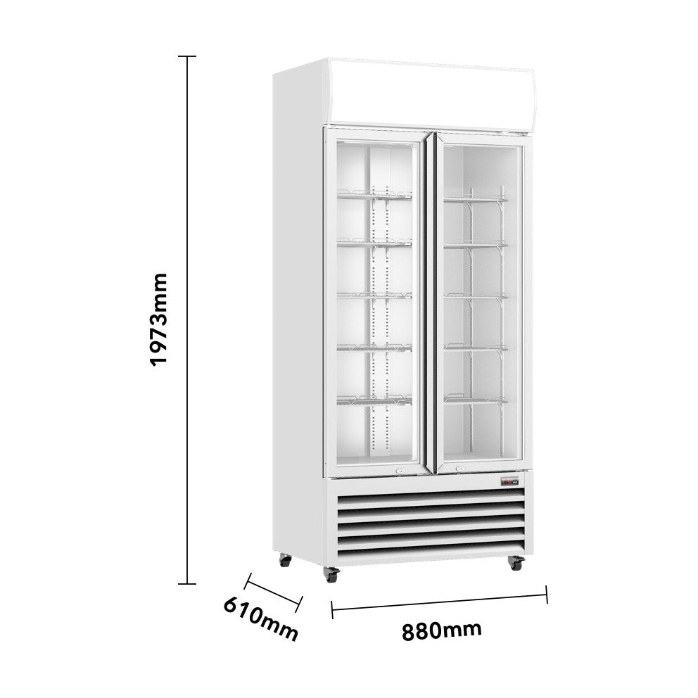 Thermaster Double Glass Door Colourbond Upright Drink Fridge 580L - LG-580P