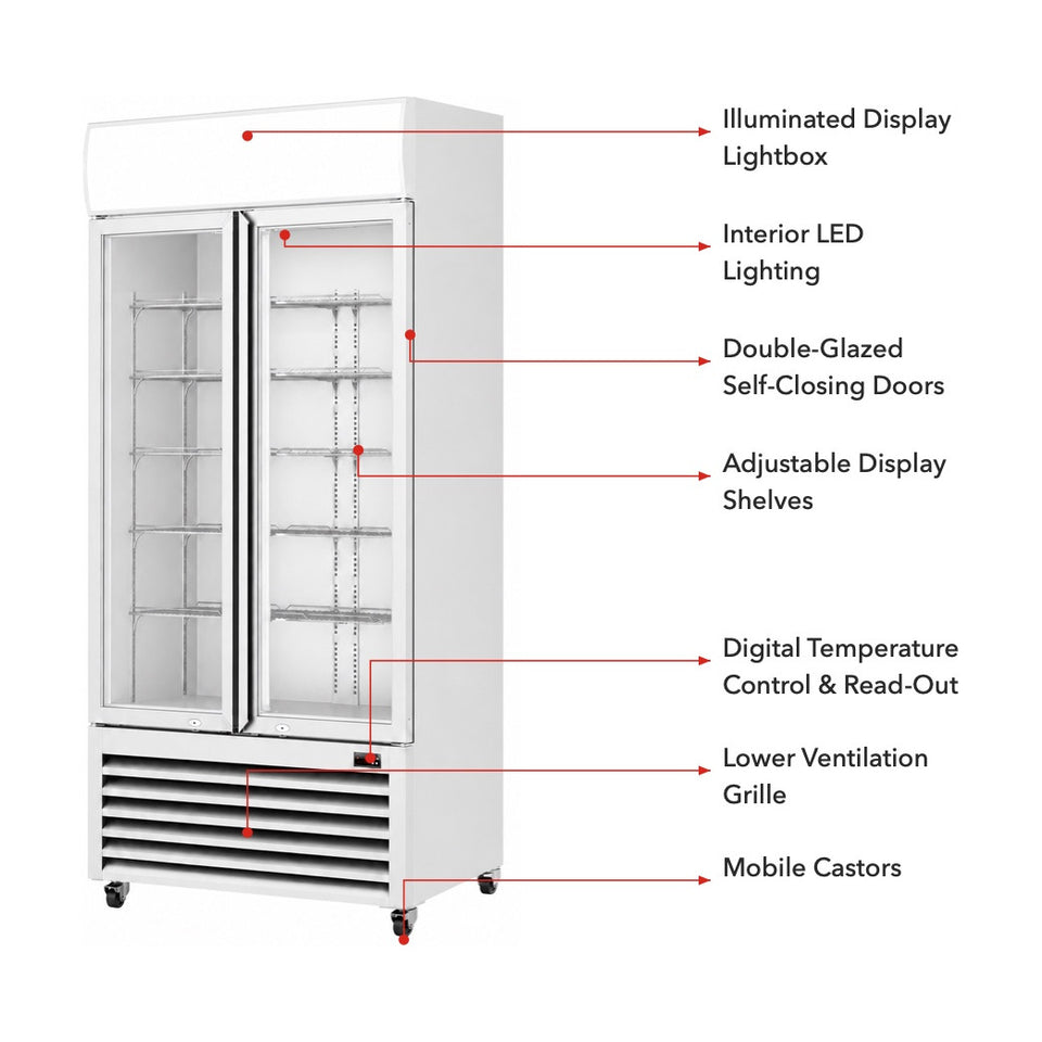 Thermaster Double Glass Door Colourbond Upright Drink Fridge 580L - LG-580P