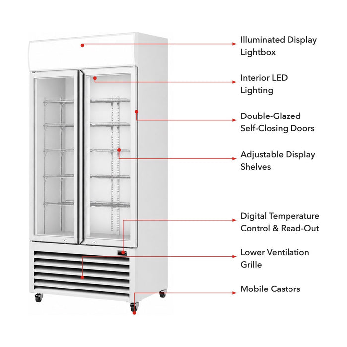 Thermaster Double Glass Door Colourbond Upright Drink Fridge 580L - LG-580P