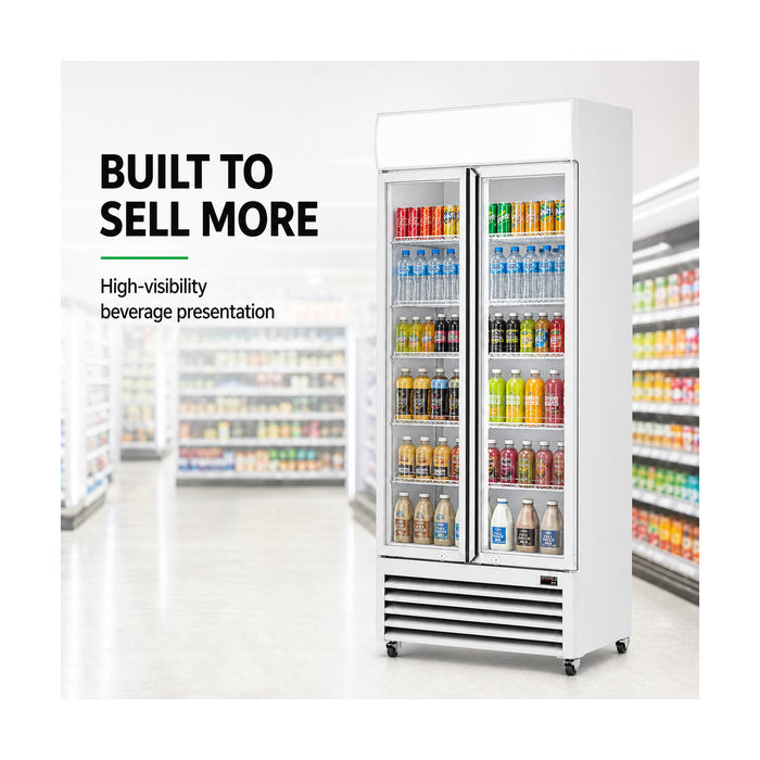 Thermaster Double Glass Door Colourbond Upright Drink Fridge 580L - LG-580P