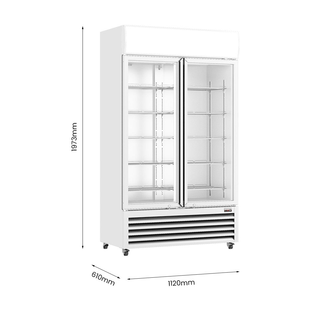 Thermaster Two Glass Door Colourbond Upright Drink Fridge 730L - LG-730P
