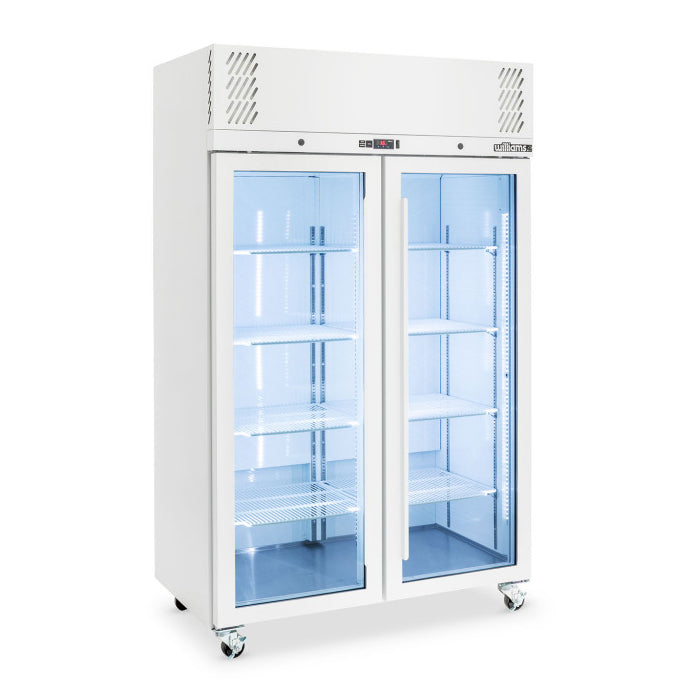 Williams Pearl - Two Glass Door White Colorbond Upright Display Freezer - LP2GW