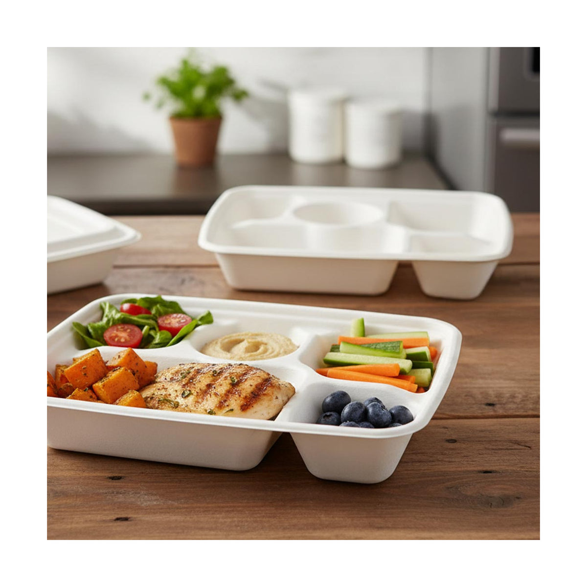 PakMax Sugarcane 6-Compartment Lunch Tray - LT-61