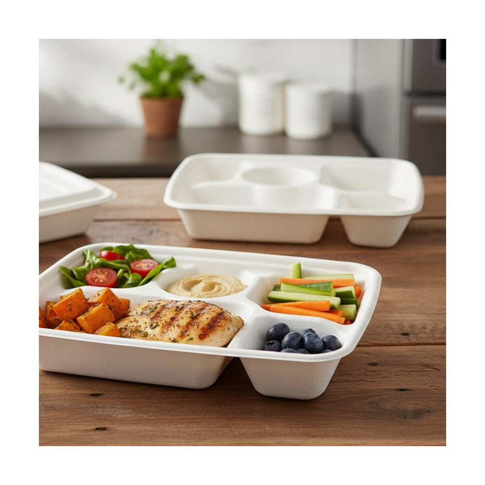 PakMax Sugarcane 6-Compartment Lunch Tray - LT-61