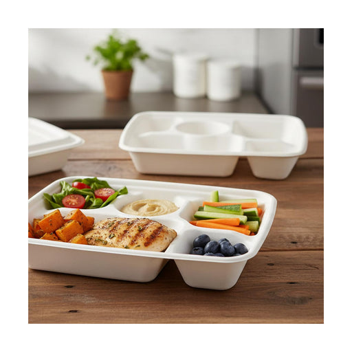 PakMax Sugarcane 6-Compartment Lunch Tray - LT-61