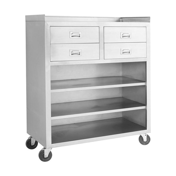 Modular Systems Stainless Steel Mobile Cabinet with 4 Drawers & 3 Shelves - MS116