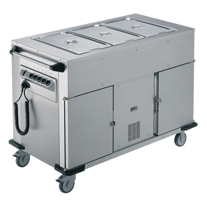 Rieber Bain Marie Top 1 x Heated Cabinet 1 x Refrigerated Cabinet Mobile Food Transport Trolley - NORM-III-1-1K