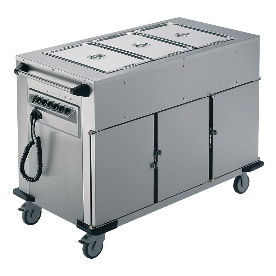 Rieber Bain Marie Top 3 x Heated Cabinets Mobile Food Transport Trolley - NORM-III-3