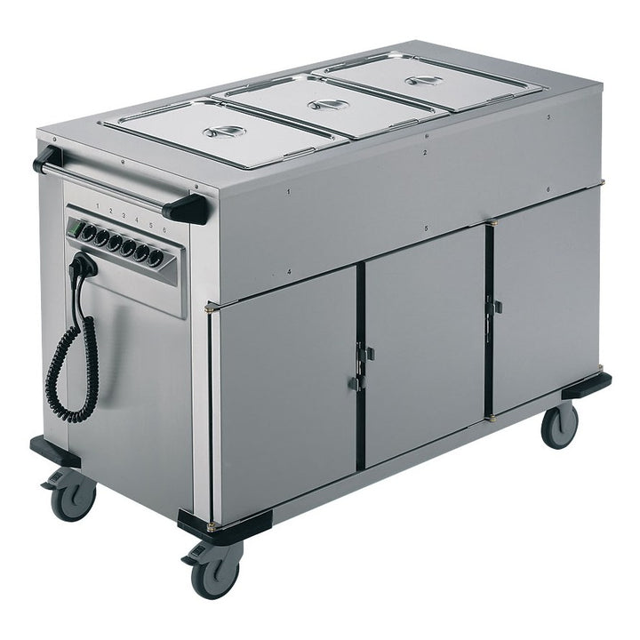 Rieber Bain Marie Top 3 x Heated Cabinets Mobile Food Transport Trolley - NORM-III-3