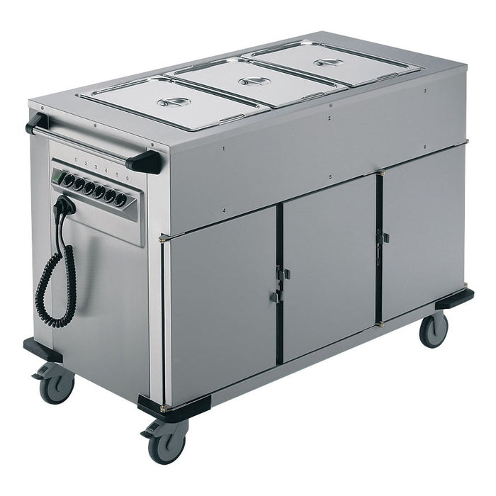 Rieber Bain Marie Top 3 x Heated Cabinets Mobile Food Transport Trolley - NORM-III-3