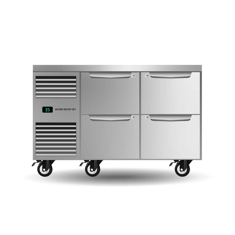 SKOPE ProSpec Four Drawer, Two Bay, Underbench GN 1/1 Fridge 288L - PG11.UBR.2.D4 - Left