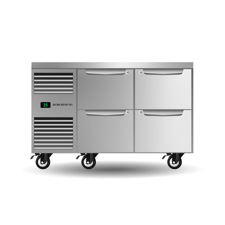 SKOPE ProSpec Four Drawer, Two Bay, Underbench GN 1/1 Fridge 288L - PG11.UBR.2.D4 - Left