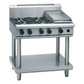 Waldorf 800 Series 900mm Gas Cooktop Low Back Version - Leg Stand - 4 Burner + 300mm Griddle - RNL8603G-LS