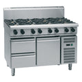 Waldorf 800 Series 1200mm Gas Cooktop Low Back Version - Refrigerated Base - 4 Burner + 600mm Griddle - RNL8806G-RB