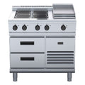 Waldorf 800 Series 900mm Electric Cooktop Low Back Version - Refrigerated Base - 4 Burner + 300mm Griddle - RNL8603E-RB
