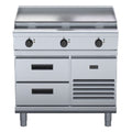 Waldorf 800 Series 900mm Electric Cooktop Low Back Version - Refrigerated Base - 900mm Griddle - RNL8609E-RB