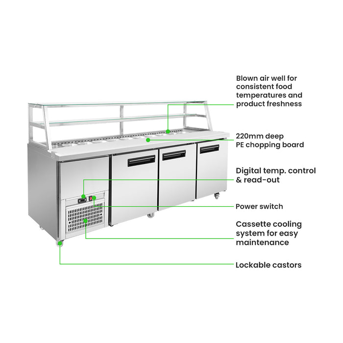 Thermaster Three Door Deluxe Sandwich Bar - SCB/21