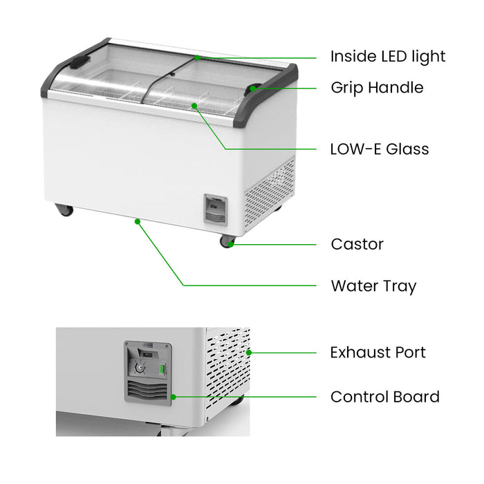 Thermaster Heavy Duty Supermarket Glass Sliding Lid Freezers 386L - SD-406K