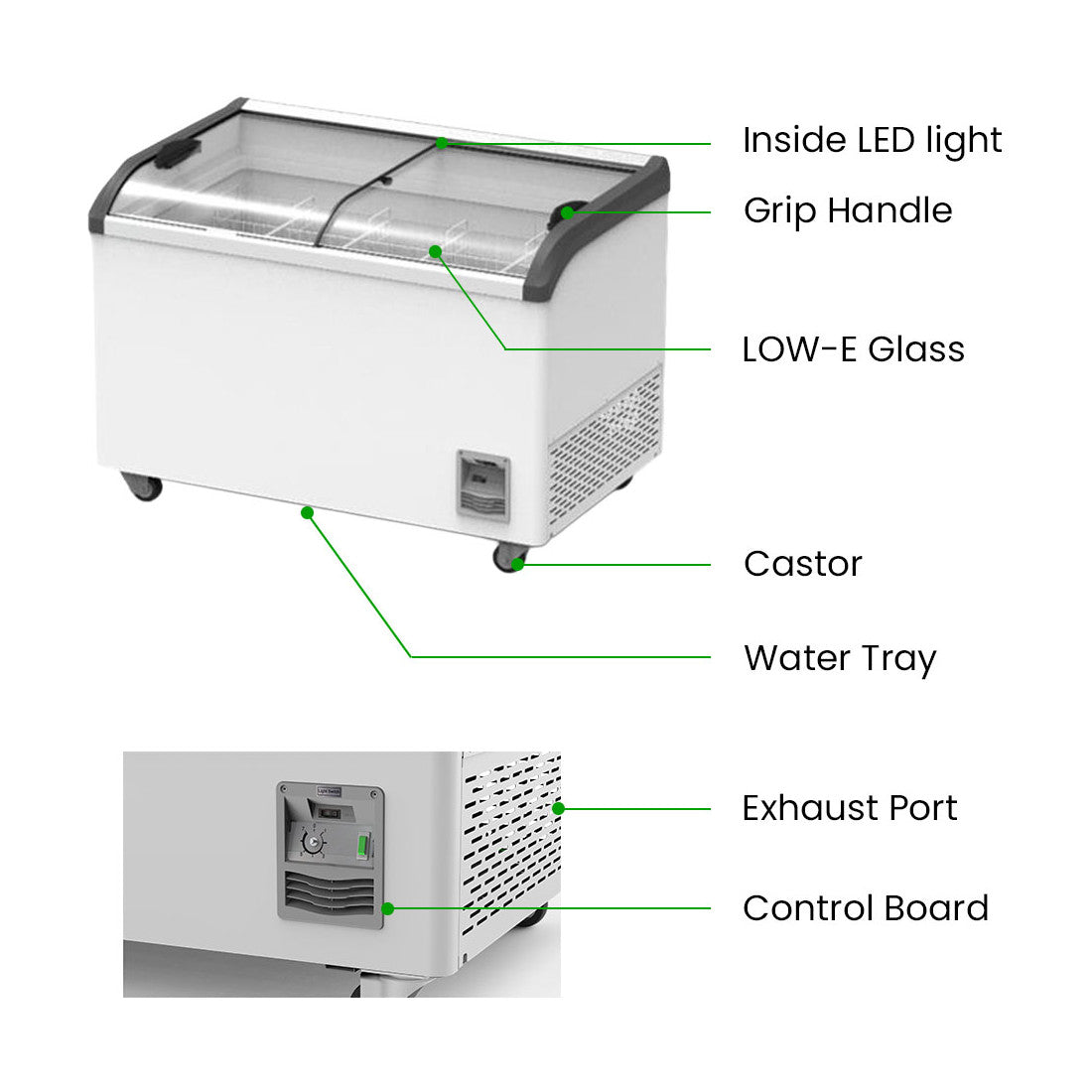 Thermaster Heavy Duty Supermarket Glass Sliding Lid Freezers 386L - SD-406K