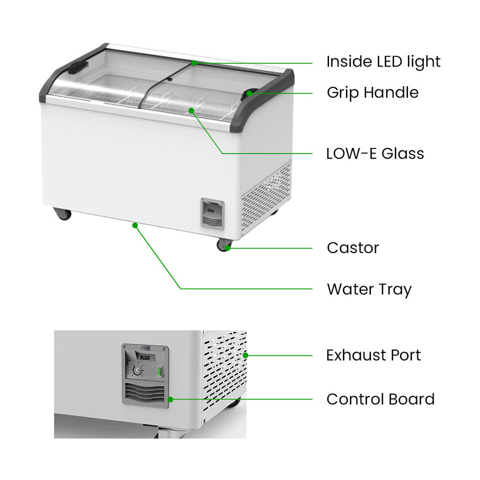 Thermaster Heavy Duty Supermarket Glass Sliding Lid Freezers 386L - SD-406K