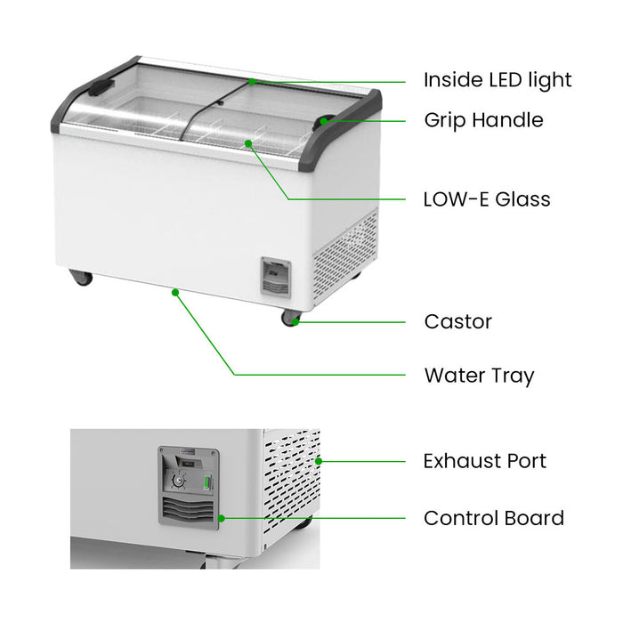 Thermaster Heavy Duty Supermarket Glass Sliding Lid Freezers 386L - SD-406K