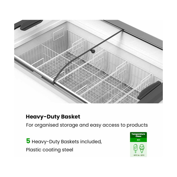 Thermaster Heavy Duty Supermarket Glass Sliding Lid Freezers 386L - SD-406K