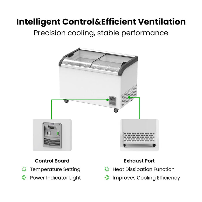 Thermaster Heavy Duty Supermarket Glass Sliding Lid Freezers 386L - SD-406K