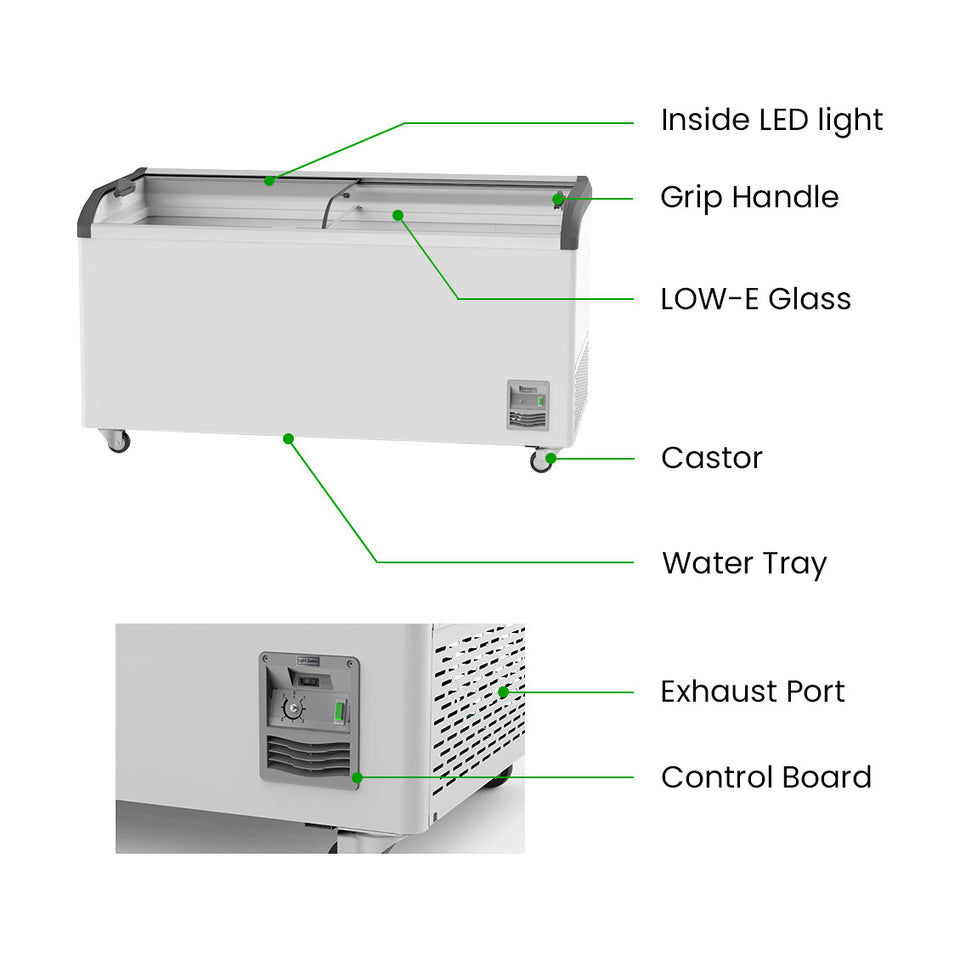Thermaster Heavy Duty Supermarket Glass Sliding Lid Freezers 561L - SD-576K