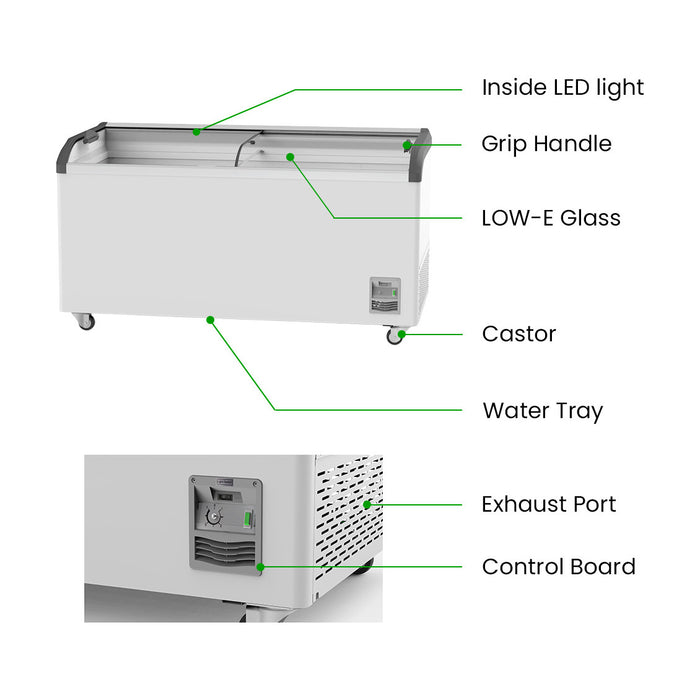 Thermaster Heavy Duty Supermarket Glass Sliding Lid Freezers 561L - SD-576K