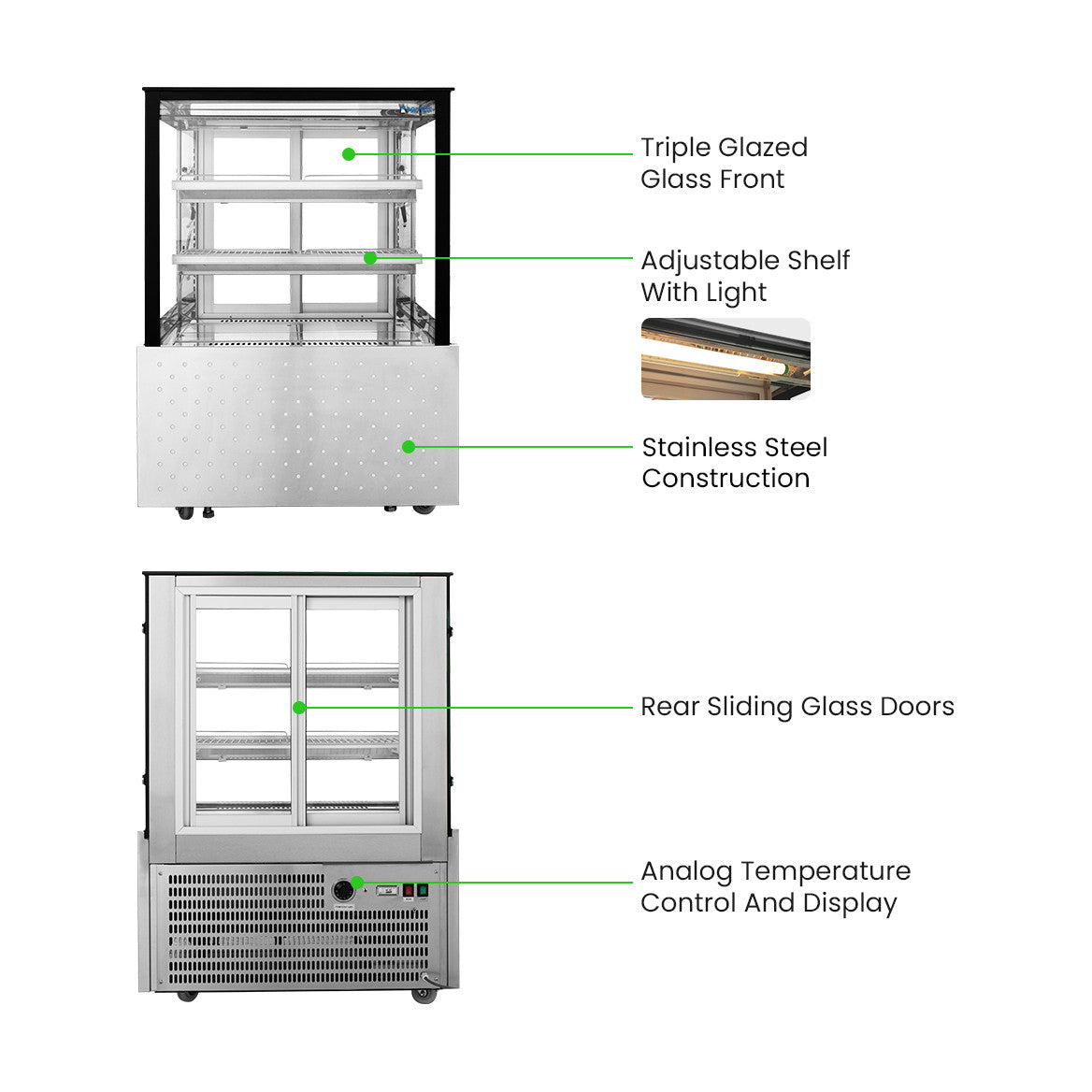 Bonvue Heated Food Display 3 Tier Sliding Doors 900mm - SG090FE-2XB