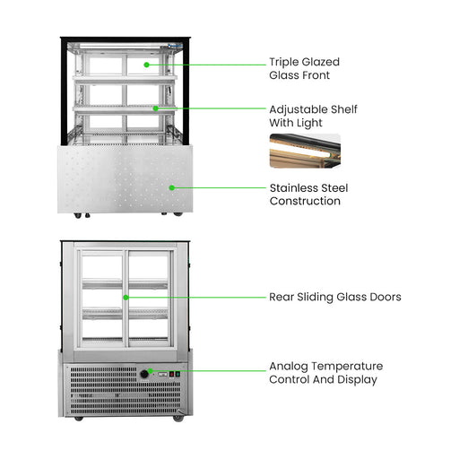 Bonvue Heated Food Display 3 Tier Sliding Doors 900mm - SG090FE-2XB