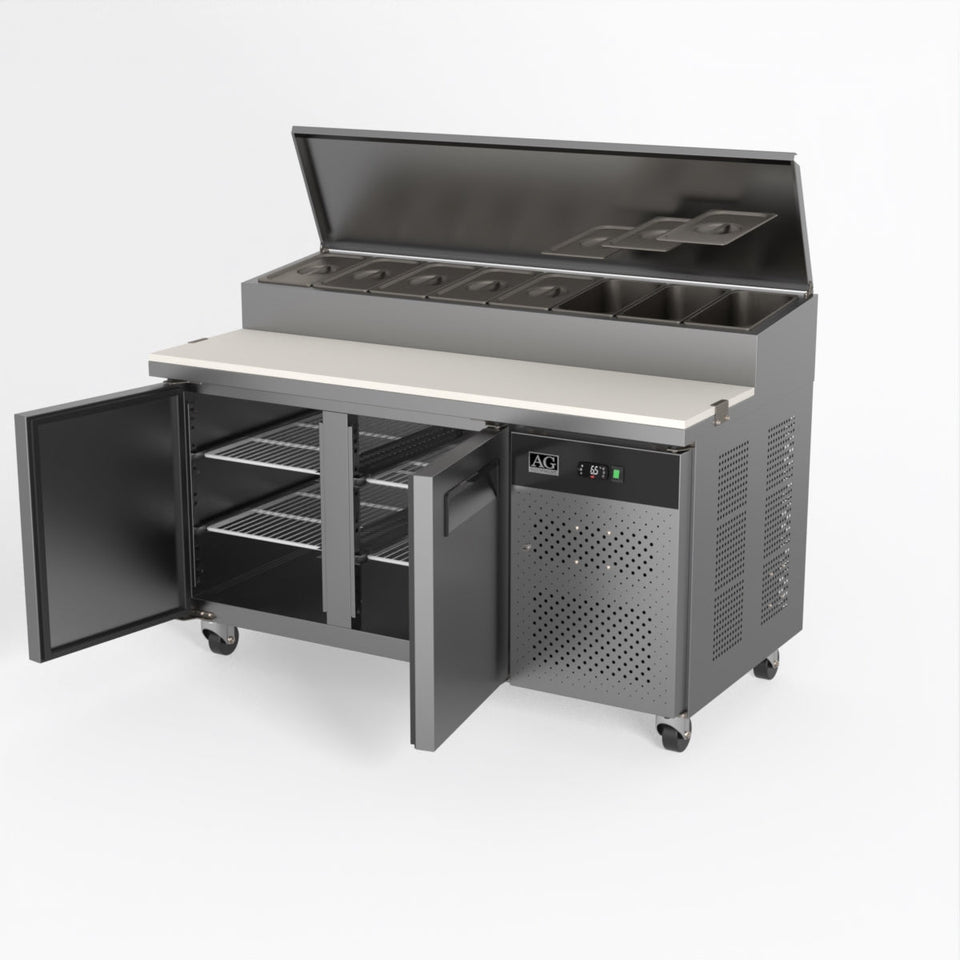 AG 2 Door Saladette Fridge - 8 x 1/3 GN Trays 390L - SH2000-800