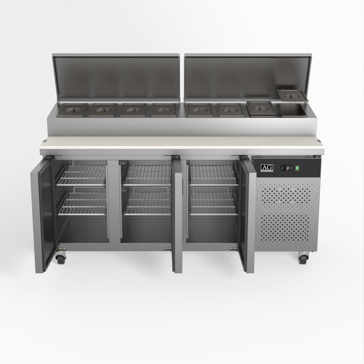 AG 3 Door Saladette Fridge – Fits 8 x 1/3 GN Trays 417L - SH3000-700