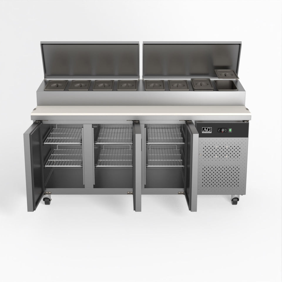 AG 3 Door Saladette Fridge – Fits 8 x 1/3 GN Trays 417L - SH3000-700