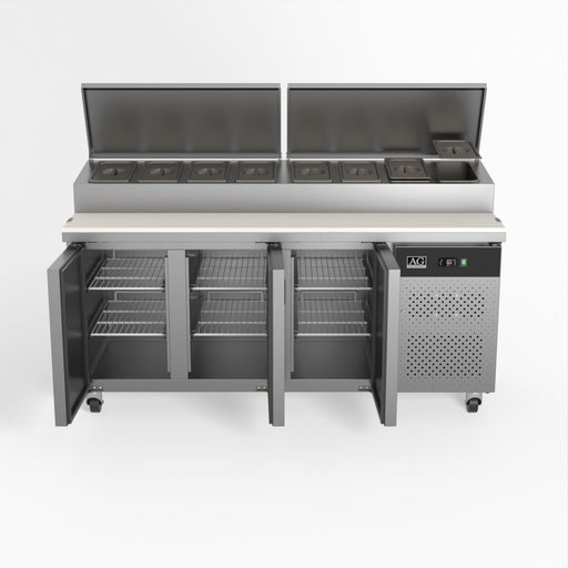AG 3 Door Saladette Fridge – Fits 8 x 1/3 GN Trays 417L - SH3000-700