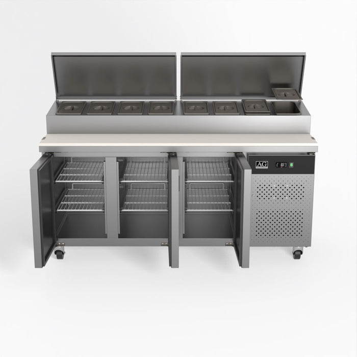 AG 3 Door Saladette Fridge – Fits 8 x 1/3 GN Trays 417L - SH3000-700