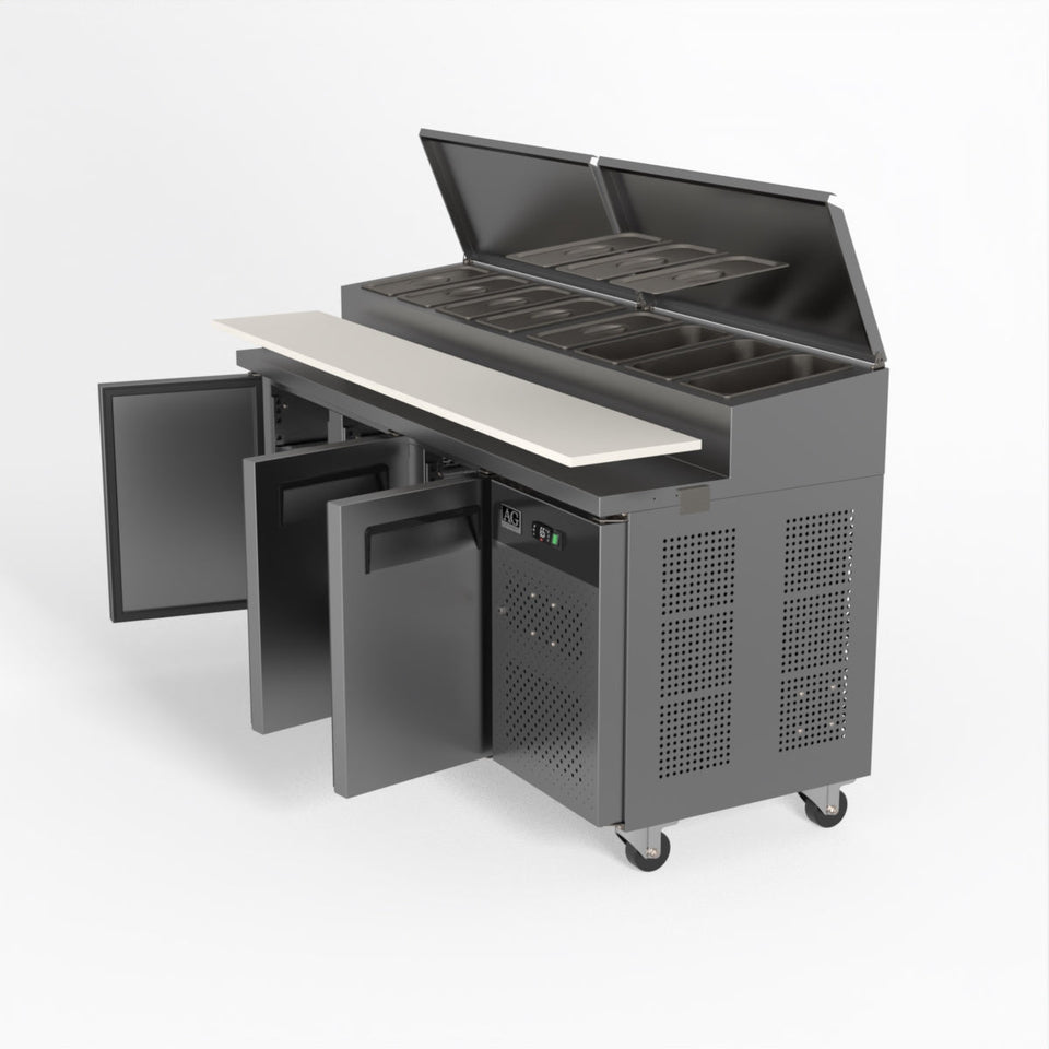 AG 3 Door Saladette Fridge – Fits 8 x 1/3 GN Trays 417L - SH3000-700