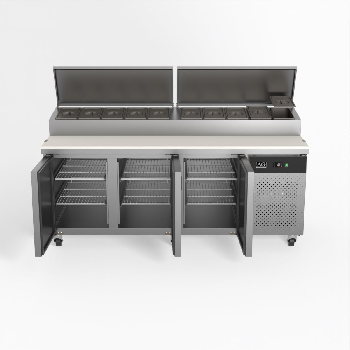 AG 3 Door Saladette Fridge - 10 x 1/3 GN Trays 580L - SH3000-800