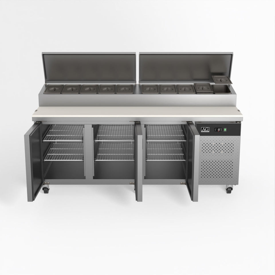 AG 3 Door Saladette Fridge - 10 x 1/3 GN Trays 580L - SH3000-800