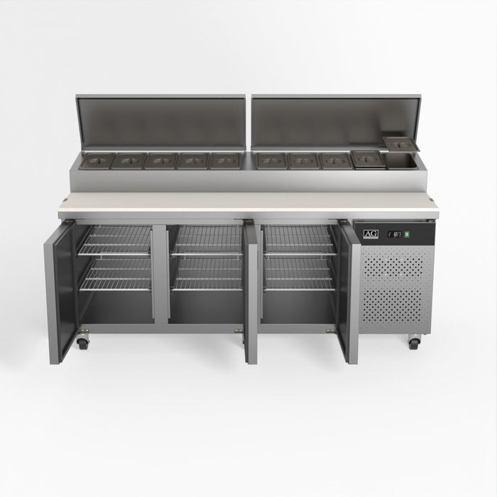 AG 3 Door Saladette Fridge - 10 x 1/3 GN Trays 580L - SH3000-800