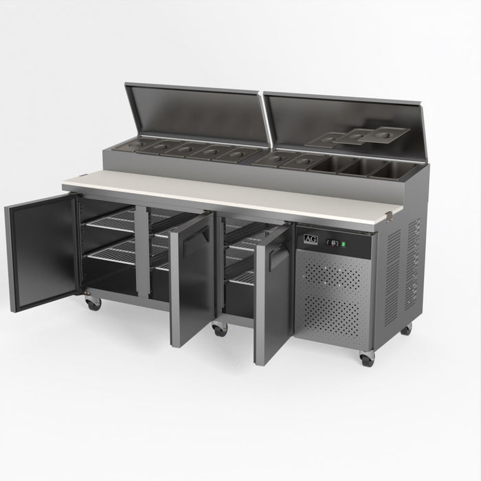 AG 3 Door Saladette Fridge - 10 x 1/3 GN Trays 580L - SH3000-800
