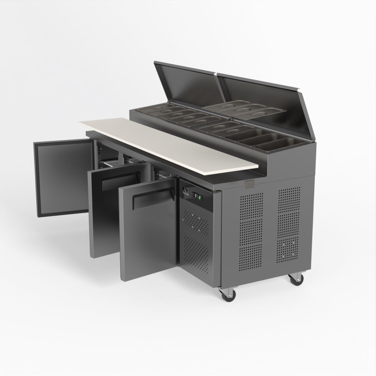 AG 3 Door Saladette Fridge - 10 x 1/3 GN Trays 580L - SH3000-800