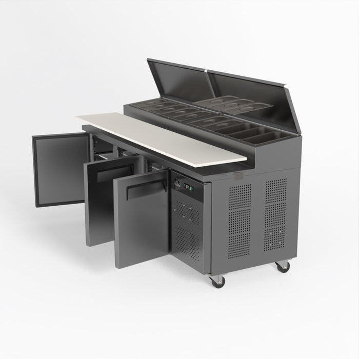AG 3 Door Saladette Fridge - 10 x 1/3 GN Trays 580L - SH3000-800