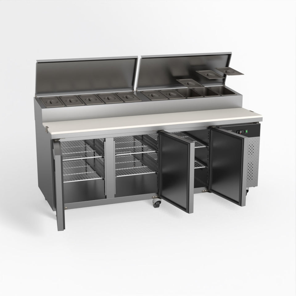 AG 3 Door Saladette Fridge - 10 x 1/3 GN Trays 580L - SH3000-800