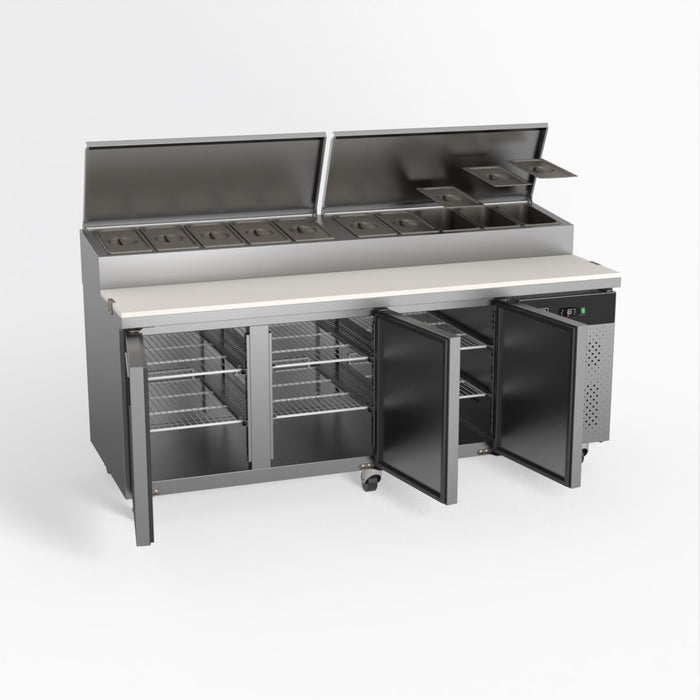 AG 3 Door Saladette Fridge - 10 x 1/3 GN Trays 580L - SH3000-800