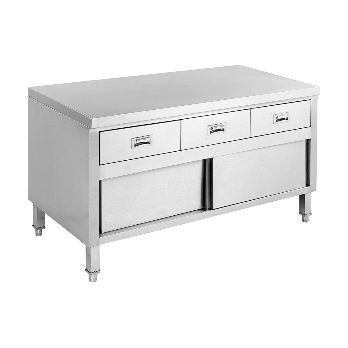 Modular Systems Stainless Steel Bench Cabinet with 3 Drawers & Doors 1500mm - SKTD6-1500