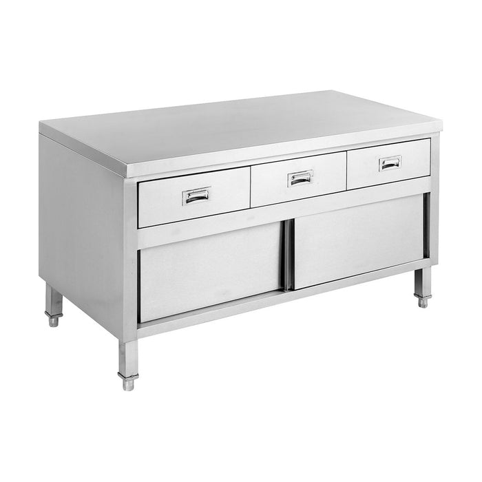 Modular Systems Stainless Steel Bench Cabinet with 3 Drawers & Doors 1500mm - SKTD6-1500