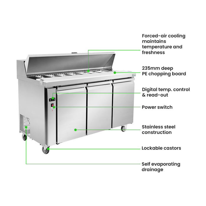 Thermaster Three Door Sandwich Bar - SLB150